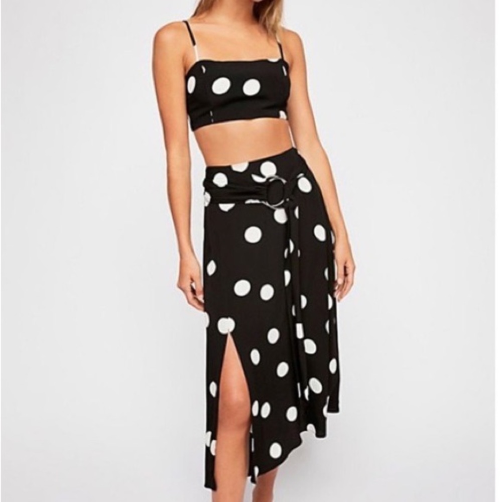 Free People Polka Dot Crop Tank & Skirt Set